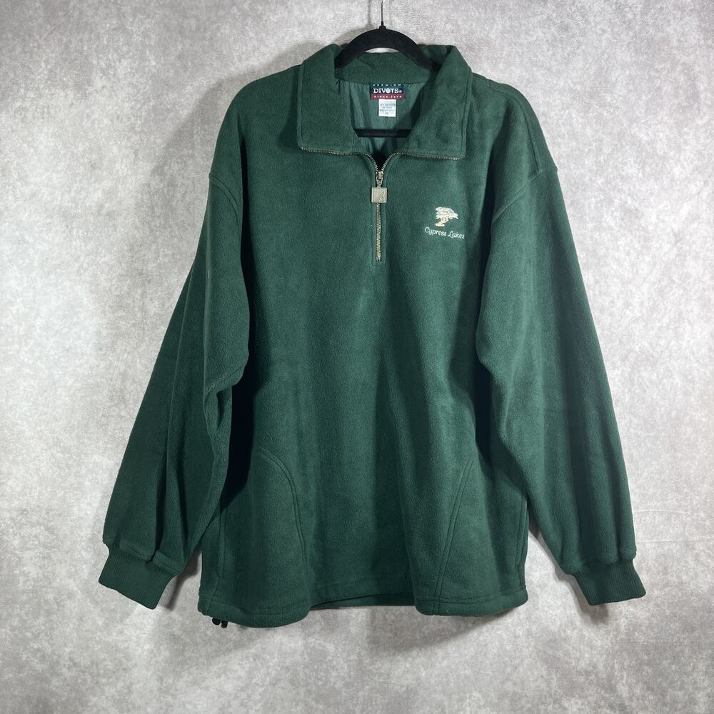 Divots Pullover Mens XL Green Fleece Cypress‎ Lakes Golf Quarter Zip Outdoors